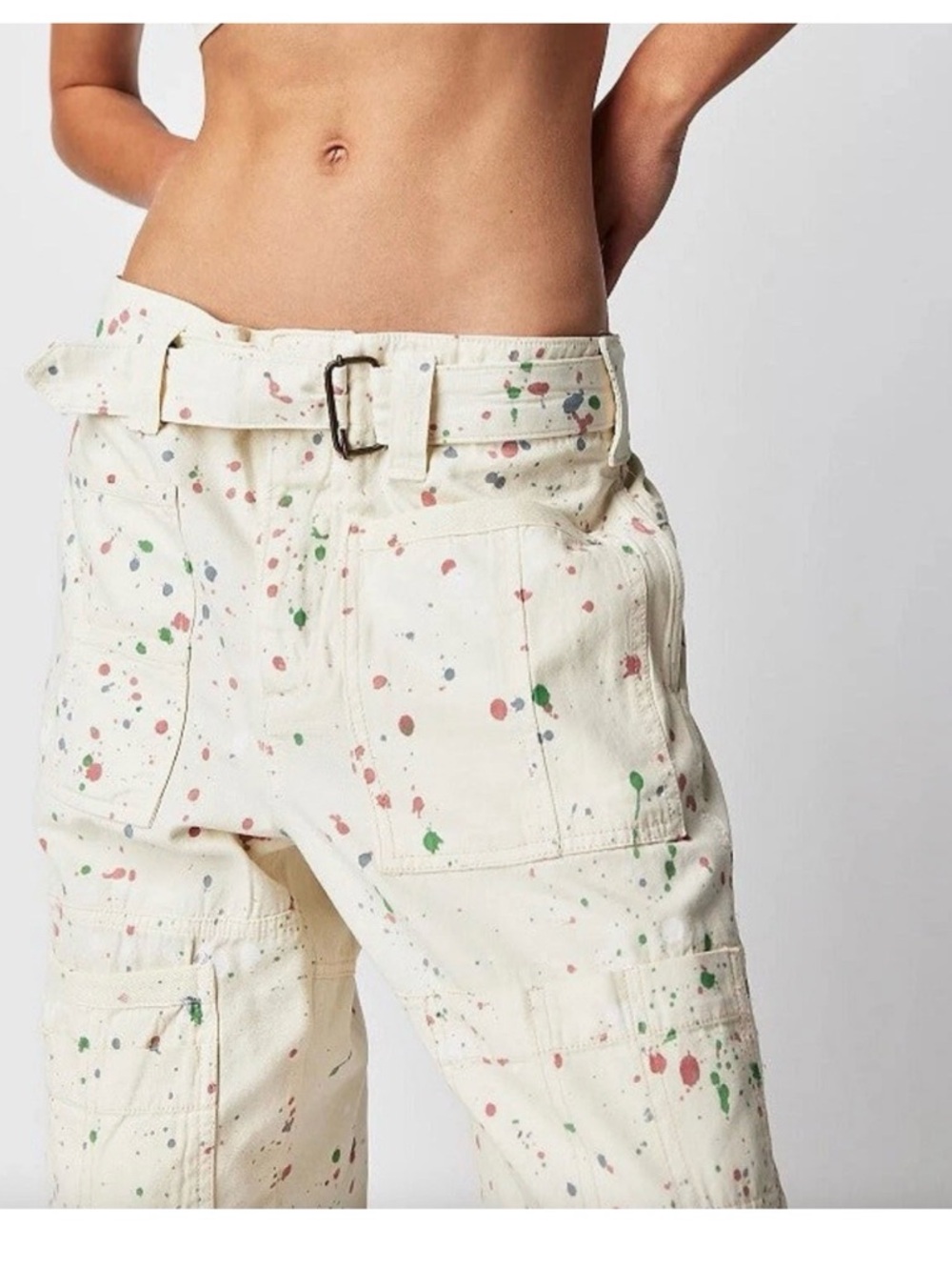 Free People ecru painter pant size 0 very oversized read retail $228 - Picture 4 of 13